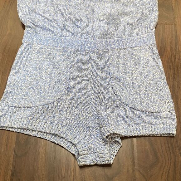 Free People FP Beach Declan Knit Romper Blue Cotton - Picture 5 of 7